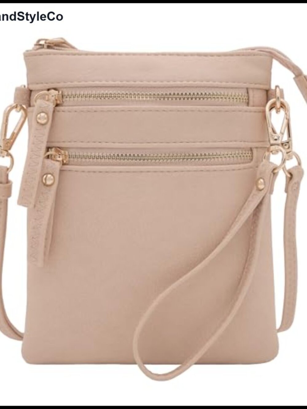 Multi Pocket Crossbody Bag with Detachable Wristlet Faux Leather Travel Purse